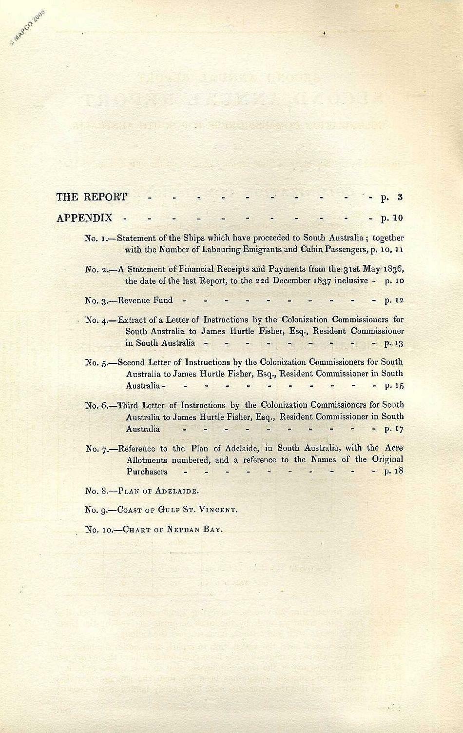 2nd Report Of The Colonization Commissioners For South Australia 1837