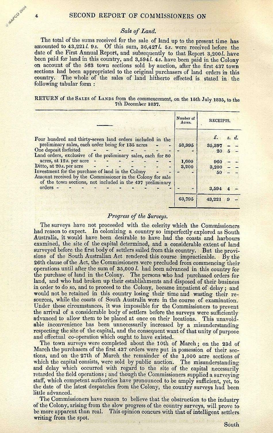 2nd Report Of The Colonization Commissioners For South Australia 1837