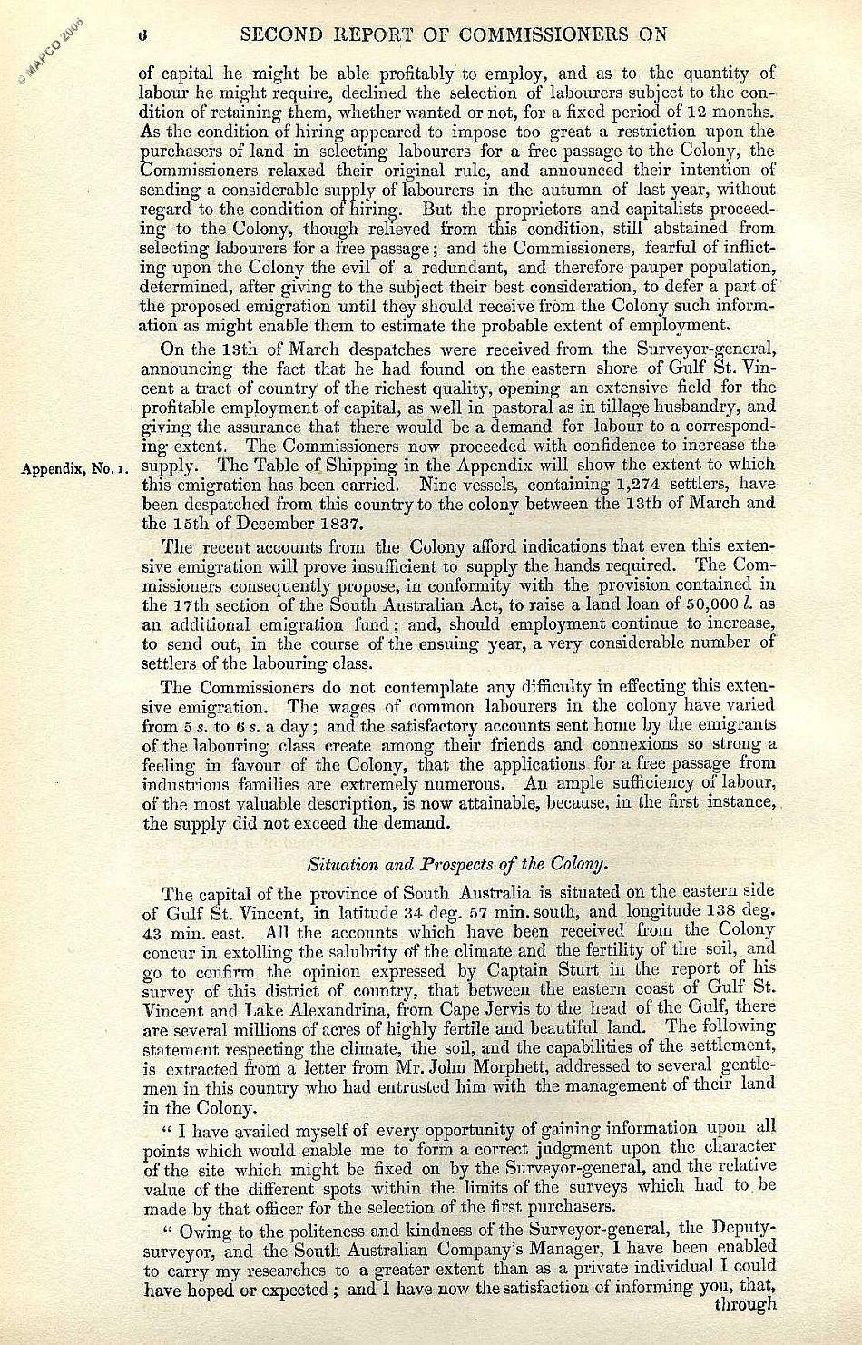 2nd Report Of The Colonization Commissioners For South Australia 1837