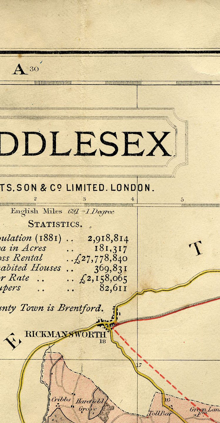 Groom's New Map Of Middlesex c1883