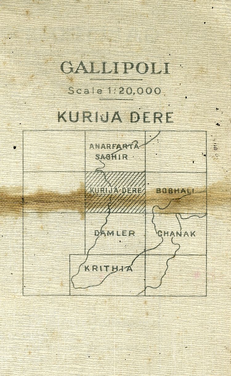 Map Of Gallipoli - Scale 1:20,000. Kurija Dere/Koja Dere, 1915