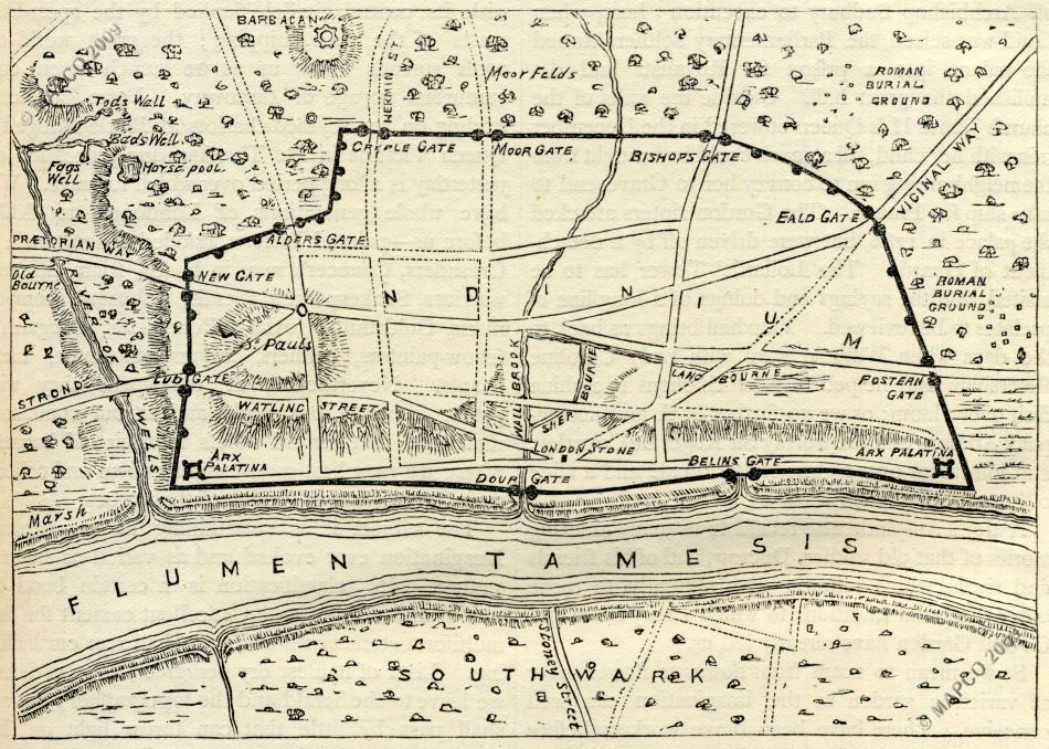 Map Of Roman London Post AD190.