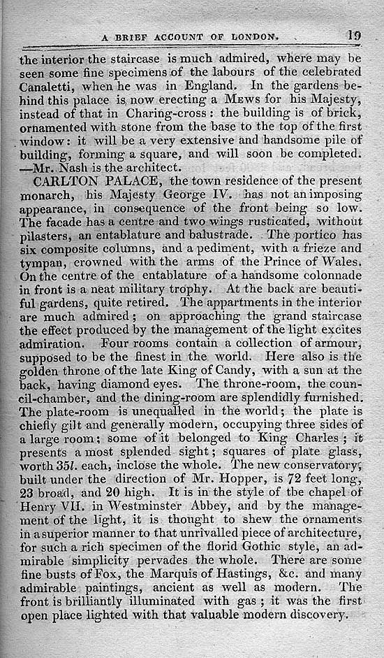 Pigot & Co.'s Metropolitan Guide & Book Of Reference c1820