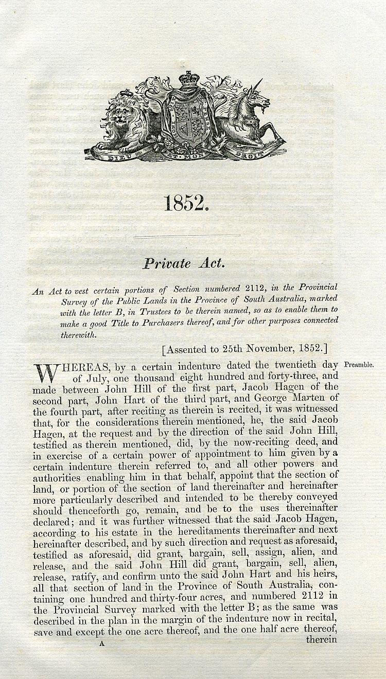 Plan Of Section 2112 B, Port Adelaide, 1852