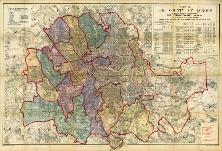 Stanford's Map Of The County Of London 1898