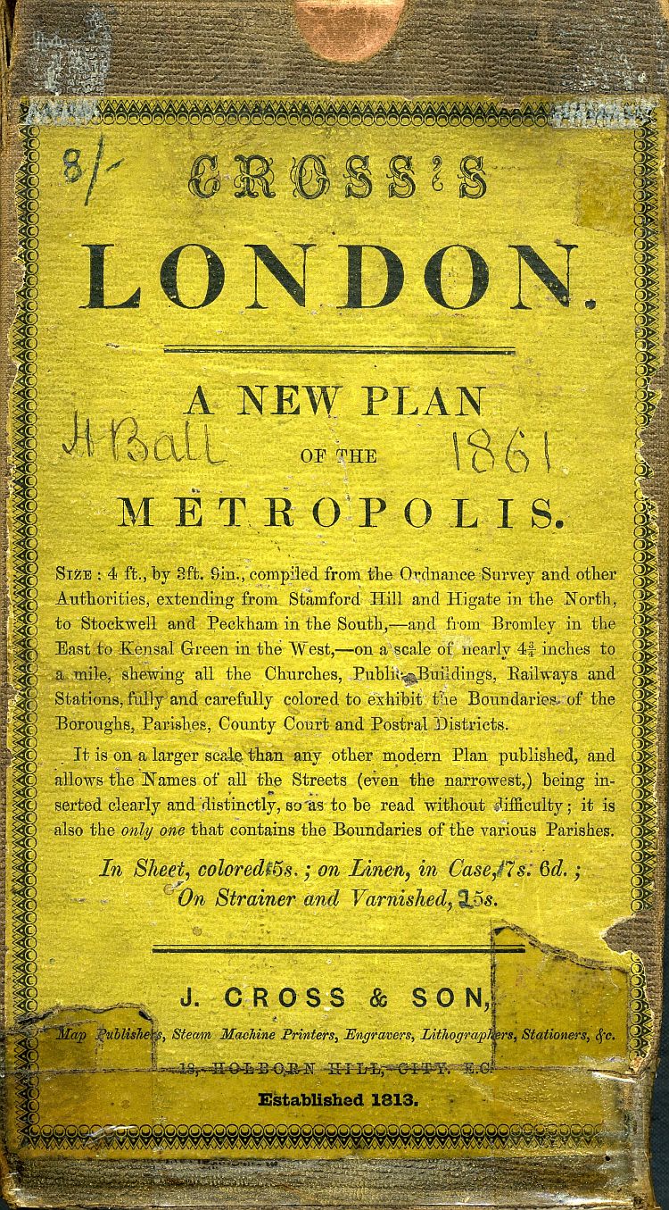 Slipcase Of Cross's New Plan Of London 1861