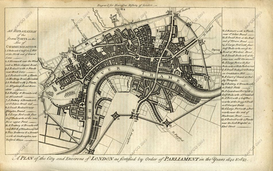 Fortifications of London In 1642 & 1643.