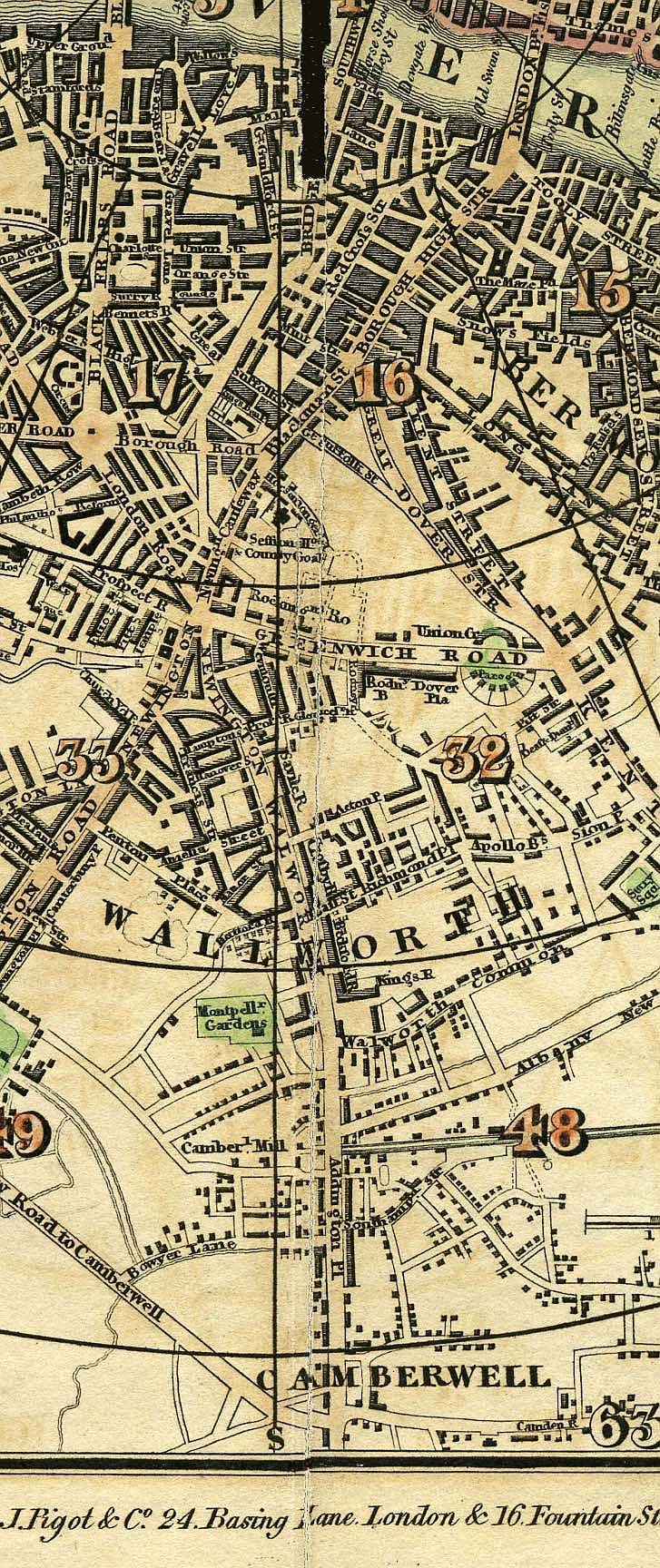 Pigot & Co.'s  Miniature Plan Of London And Vicinity c1820