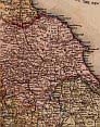Durham, Yorkshire (North Riding & East Riding), Lancashire, Cheshire, Staffordshire, Derbyshire, Nottinghamshire, & Lincolnshire